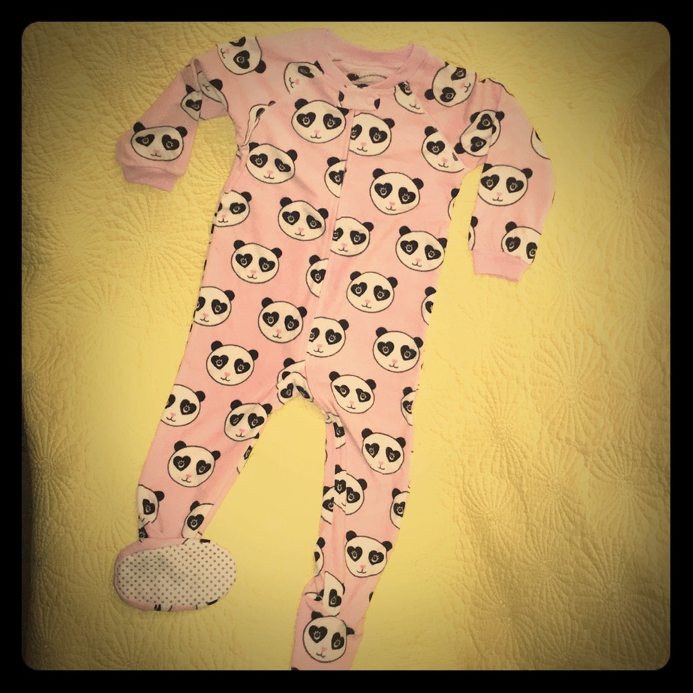NWT Footed Panda Print Zip Up Sleeper Onesie